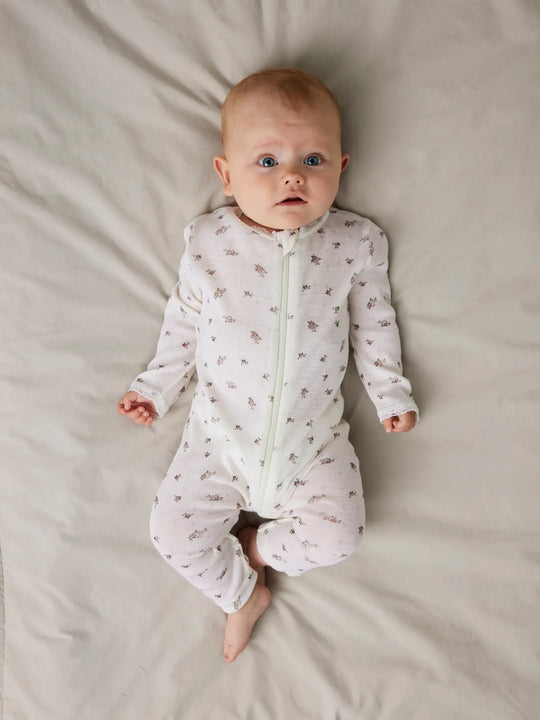 name it baby WANG WOOL NEEDLE NIGHTSUIT NOOS - Snow White | Small flowers - Torgunns Barneklær AS
