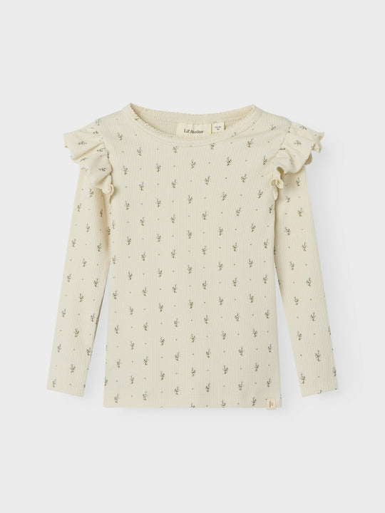 Lil' Atelier Mini GAGO KUO LS SLIM TOP - Turtledove Blue Flowers