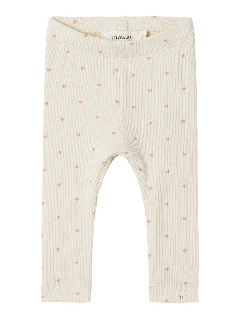 Lil' Atelier Baby GAGO SLIM LEGGING - Turtledove HEART - Torgunns Barneklær AS