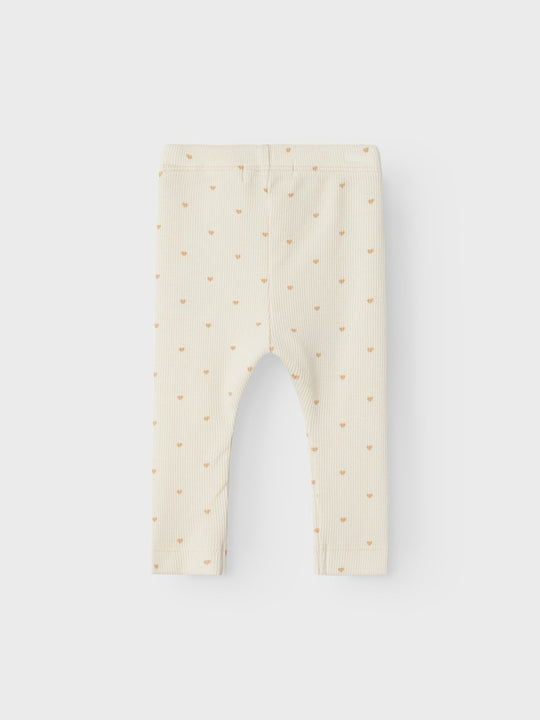 Lil' Atelier Baby GAGO SLIM LEGGING - Turtledove HEART - Torgunns Barneklær AS