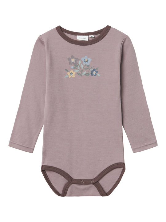 name it mini WILLOW WOOL LS BODY - Purple Dove