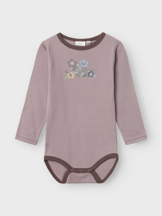 name it mini WILLOW WOOL LS BODY - Purple Dove