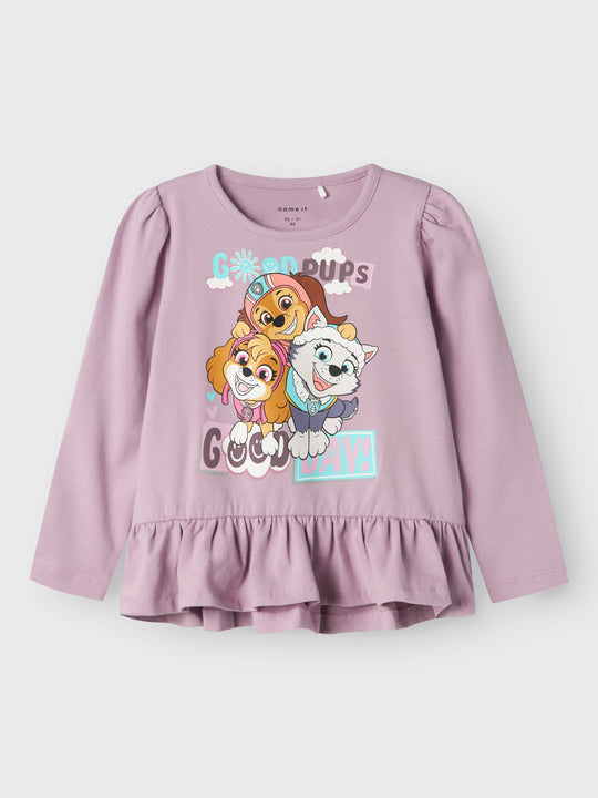 name it mini NANNA PAW PATROL PEPLUM TOP - Lavender Mist