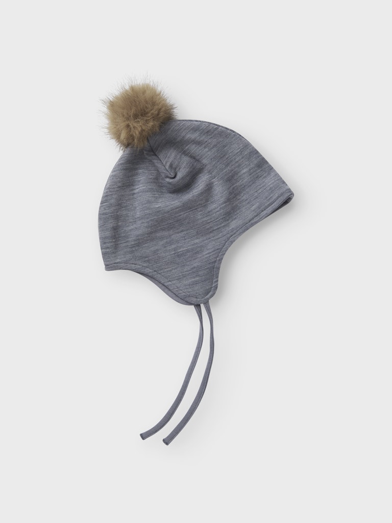 name it mini WOOL WUPPO HAT - Folkstone Gray - Torgunns Barneklær AS