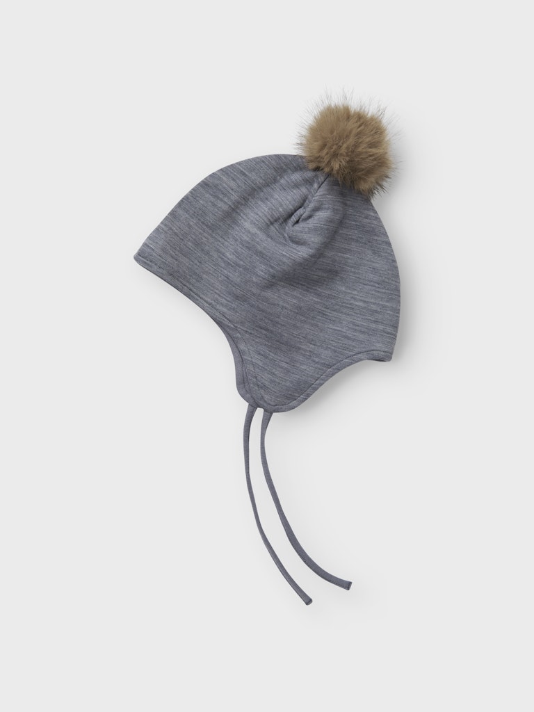 name it mini WOOL WUPPO HAT - Folkstone Gray - Torgunns Barneklær AS