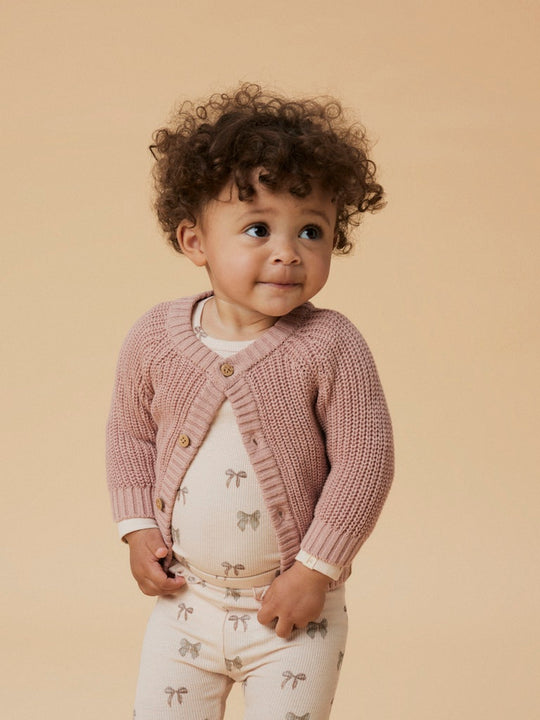 Lil' Atelier EMLEN LS KNIT CARDIGAN NOOS - Misty Rose - Torgunns Barneklær AS
