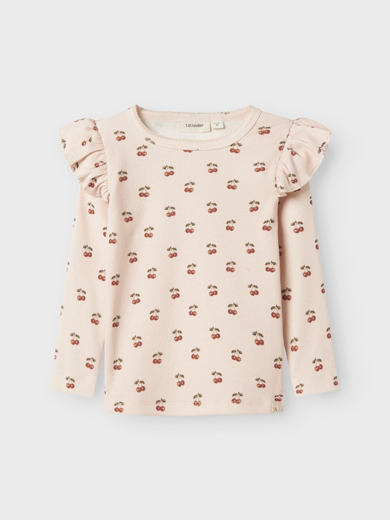 Lil' Atelier Mini LAVO EVE LS SLIM TOP - Silver Peony | CHERRY - Torgunns Barneklær AS