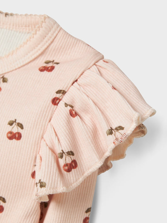 Lil' Atelier Mini LAVO EVE LS SLIM TOP - Silver Peony | CHERRY - Torgunns Barneklær AS