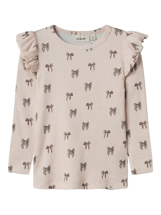 Lil' Atelier Mini GAVO EKO LS SLIM TOP NOOS - Silver Peony | BOW - Torgunns Barneklær AS