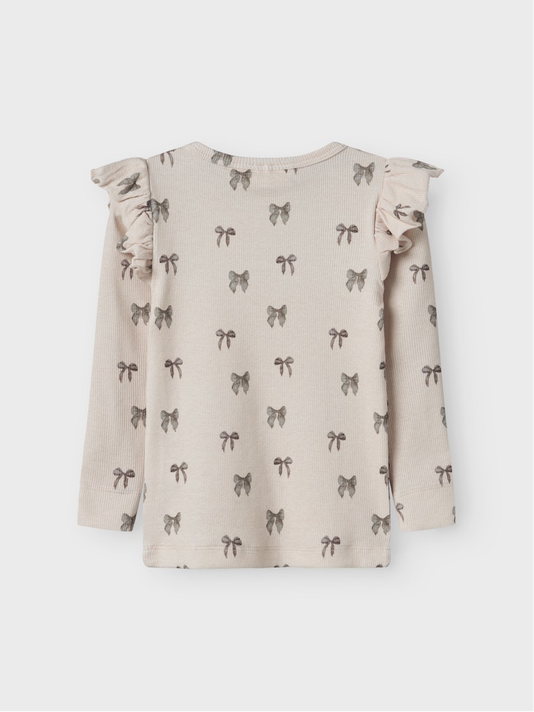 Lil' Atelier Mini GAVO EKO LS SLIM TOP NOOS - Silver Peony | BOW - Torgunns Barneklær AS