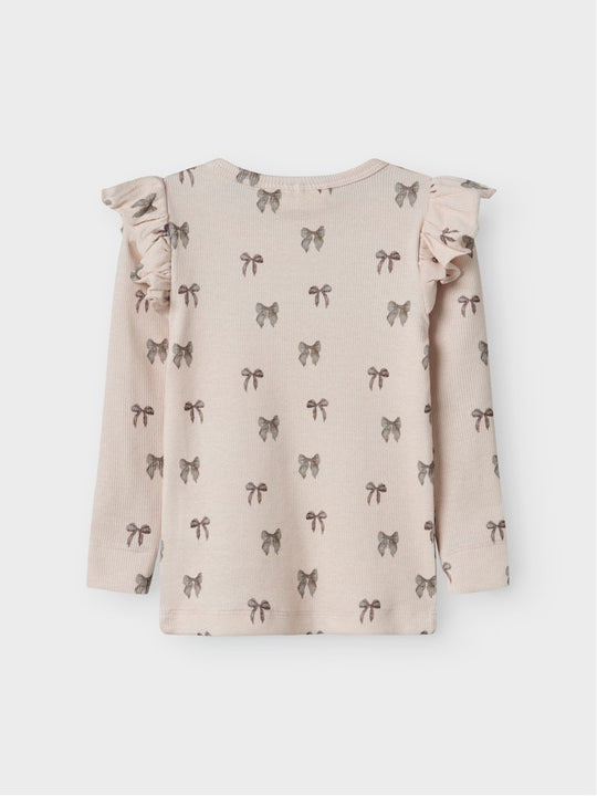 Lil' Atelier Mini GAVO EKO LS SLIM TOP NOOS - Silver Peony | BOW - Torgunns Barneklær AS