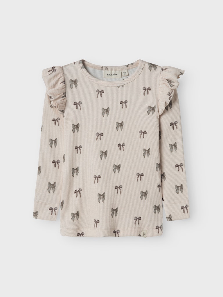 Lil' Atelier Mini GAVO EKO LS SLIM TOP NOOS - Silver Peony | BOW - Torgunns Barneklær AS