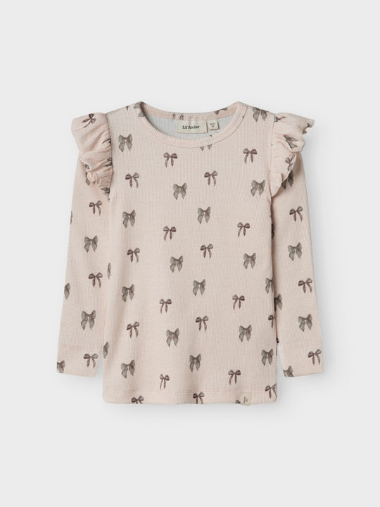 Lil' Atelier Mini GAVO EKO LS SLIM TOP NOOS - Silver Peony | BOW - Torgunns Barneklær AS