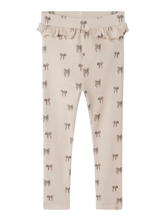 Lil' Atelier Mini GAVO EFI SLIM LEGGING NOOS - Silver Peony | BOW - Torgunns Barneklær AS
