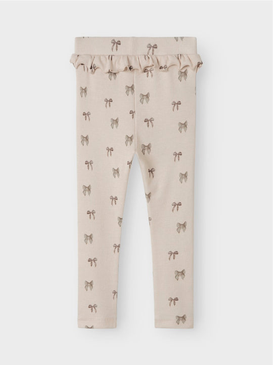 Lil' Atelier Mini GAVO EFI SLIM LEGGING NOOS - Silver Peony | BOW - Torgunns Barneklær AS