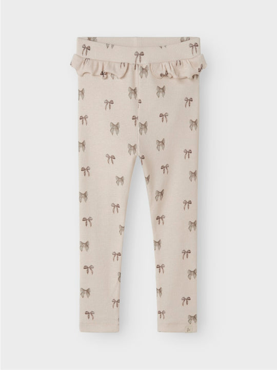 Lil' Atelier Mini GAVO EFI SLIM LEGGING NOOS - Silver Peony | BOW - Torgunns Barneklær AS