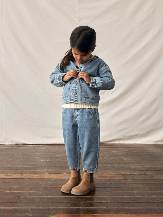 Lil' Atelier Mini KAROLE LOOSE JEANS - Medium Blue Denim - Torgunns Barneklær AS