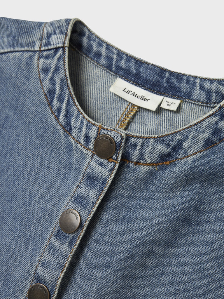 Lil' Atelier Mini KAROLE LS DENIM SHIRT - Medium Blue Denim - Torgunns Barneklær AS