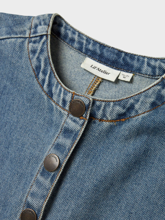 Lil' Atelier Mini KAROLE LS DENIM SHIRT - Medium Blue Denim - Torgunns Barneklær AS