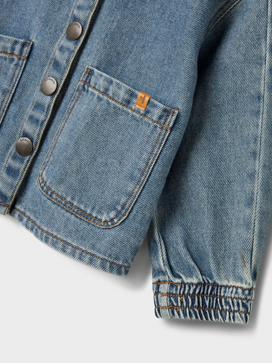 Lil' Atelier Mini KAROLE LS DENIM SHIRT - Medium Blue Denim - Torgunns Barneklær AS