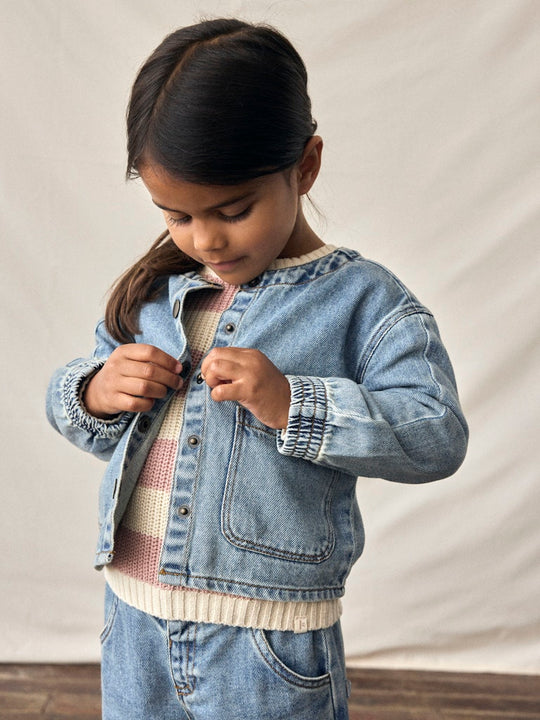 Lil' Atelier Mini KAROLE LS DENIM SHIRT - Medium Blue Denim - Torgunns Barneklær AS