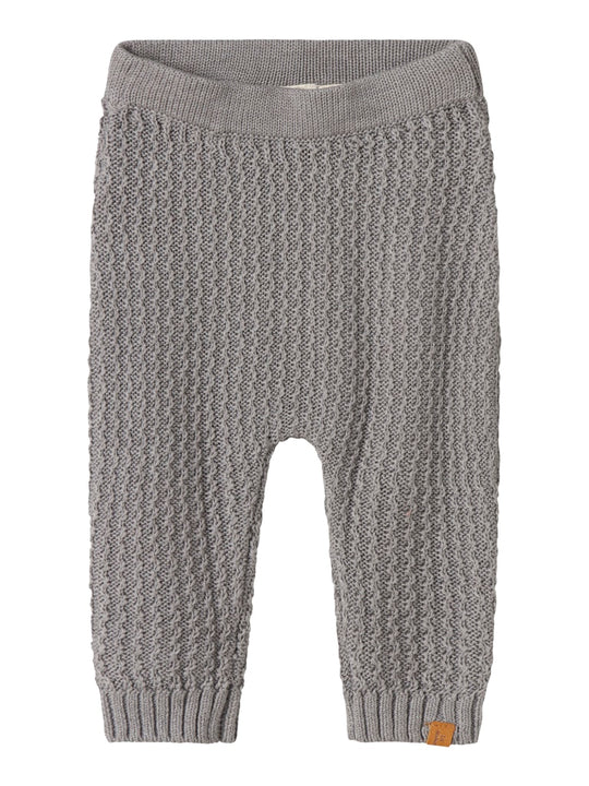 Lil' Atelier Baby KANTO KNIT PANT - Ultimate Grey - Torgunns Barneklær AS