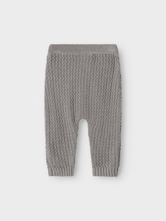 Lil' Atelier Baby KANTO KNIT PANT - Ultimate Grey - Torgunns Barneklær AS