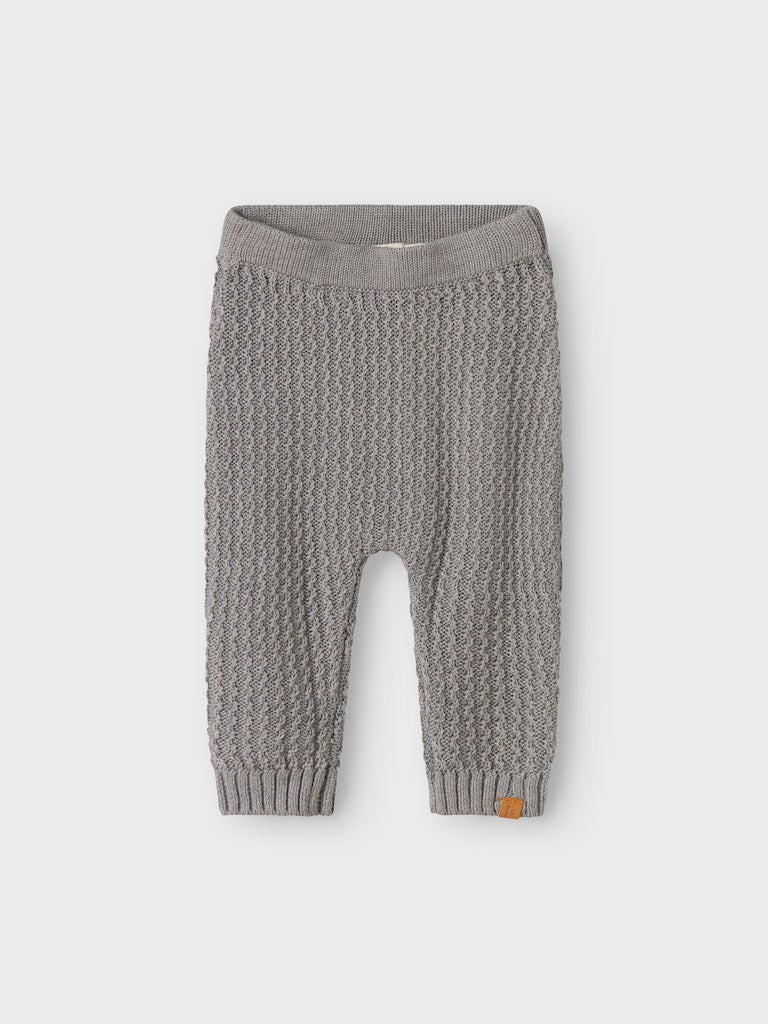 Lil' Atelier Baby KANTO KNIT PANT - Ultimate Grey - Torgunns Barneklær AS