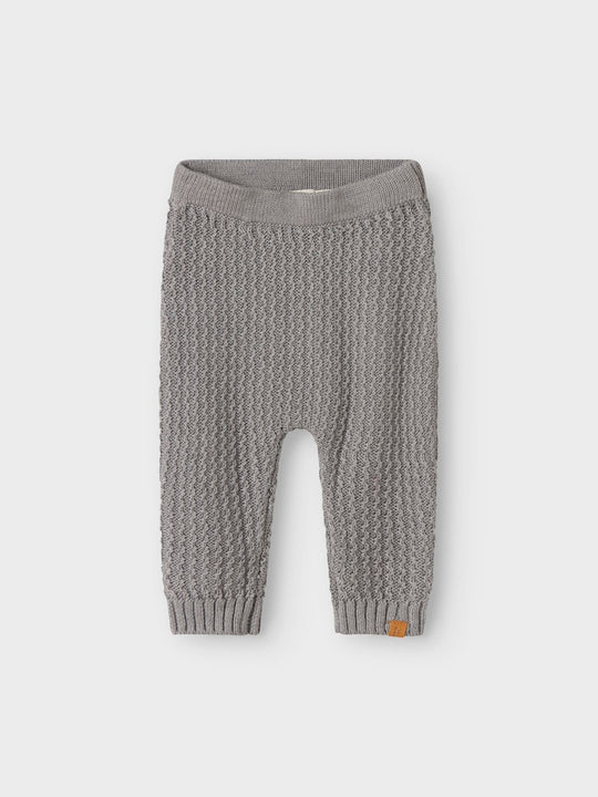 Lil' Atelier Baby KANTO KNIT PANT - Ultimate Grey - Torgunns Barneklær AS