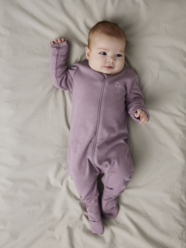 name it baby PYSJAMAS 2PK ZIP - Barely Pink | Bow - Torgunns Barneklær AS
