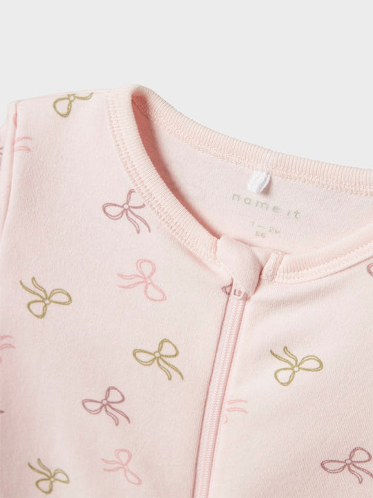 name it baby PYSJAMAS 2PK ZIP - Barely Pink | Bow - Torgunns Barneklær AS