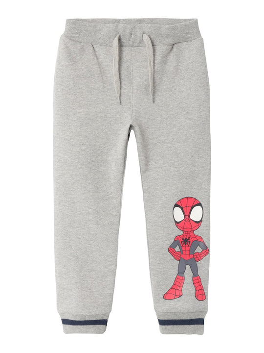 name it MINI DETLEF SPIDEY PANTS - Grey Melange - Torgunns Barneklær AS