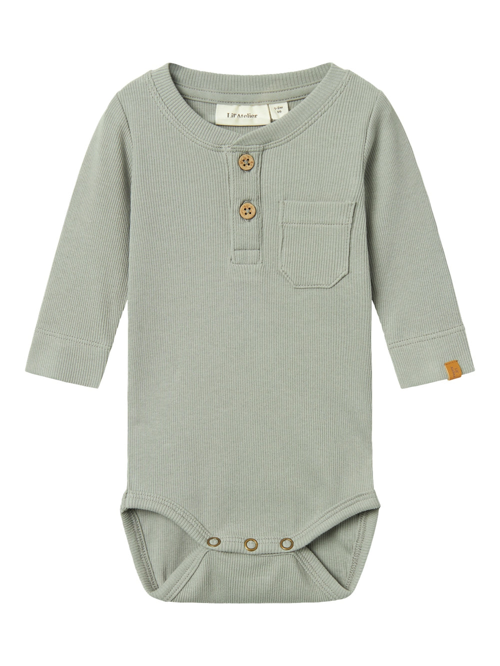 Lil' Atelier Baby HALLI HUA LS SLIM BODY - Limestone - Torgunns Barneklær AS