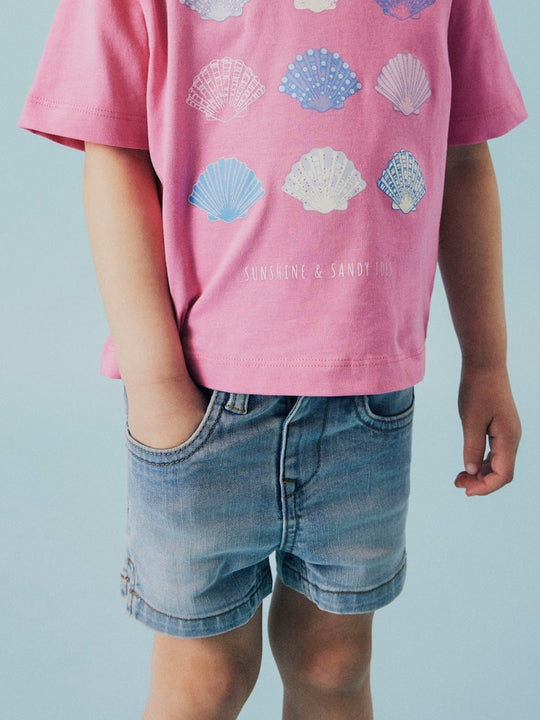 name it mini SALLI SLIM DNM SHORTS - Light Blue Denim - Torgunns Barneklær AS