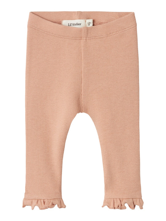 Lil' Atelier Baby GAGO DIA SLIM LEGGING - Mahogany Rose - Torgunns Barneklær AS