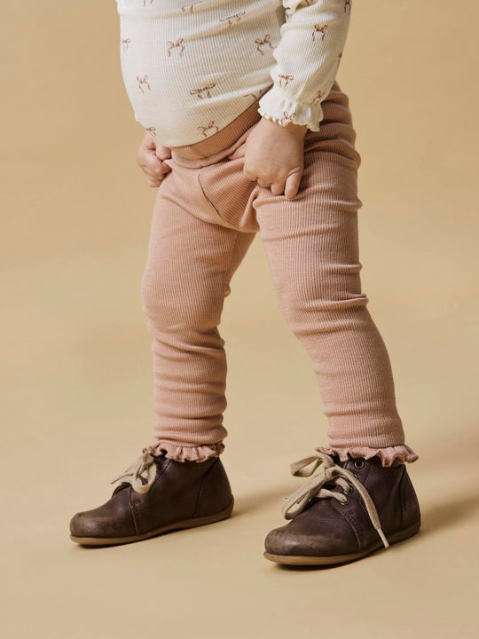 Lil' Atelier Baby GAGO DIA SLIM LEGGING - Mahogany Rose - Torgunns Barneklær AS