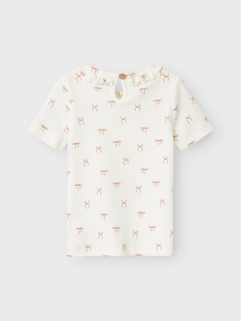 Lil' Atelier Mini GAVO ESI SS SLIM TOP - Coconut Milk - Torgunns Barneklær AS