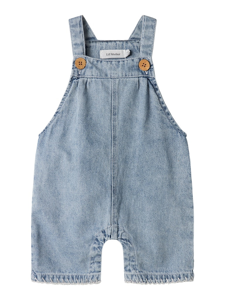 Lil' Atelier Baby FUNDA DENIM SHORT OVERALL - Medium Blue Denim