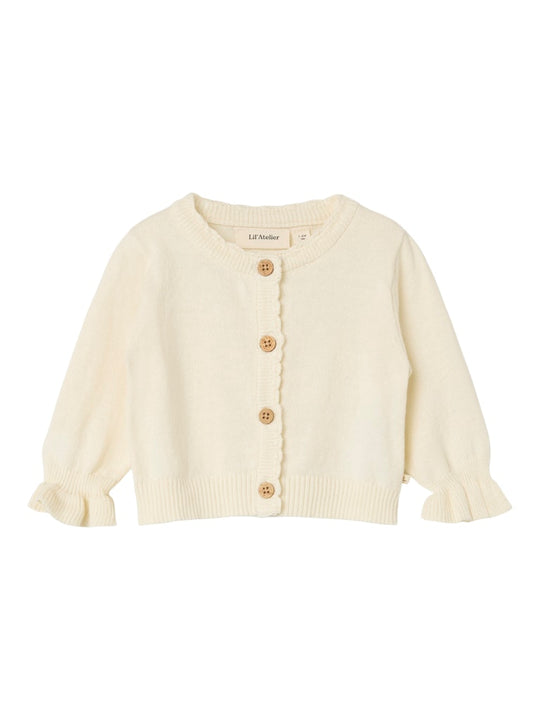 Lil' Atelier Baby FAUCI FIA LS SHORT KNIT CARDIGAN - Coconut Milk