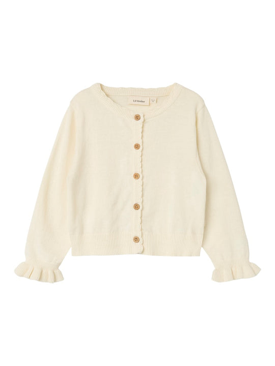 Lil' Atelier Mini FAUCI FIA LS SHORT KNIT CARDIGAN - Coconut Milk