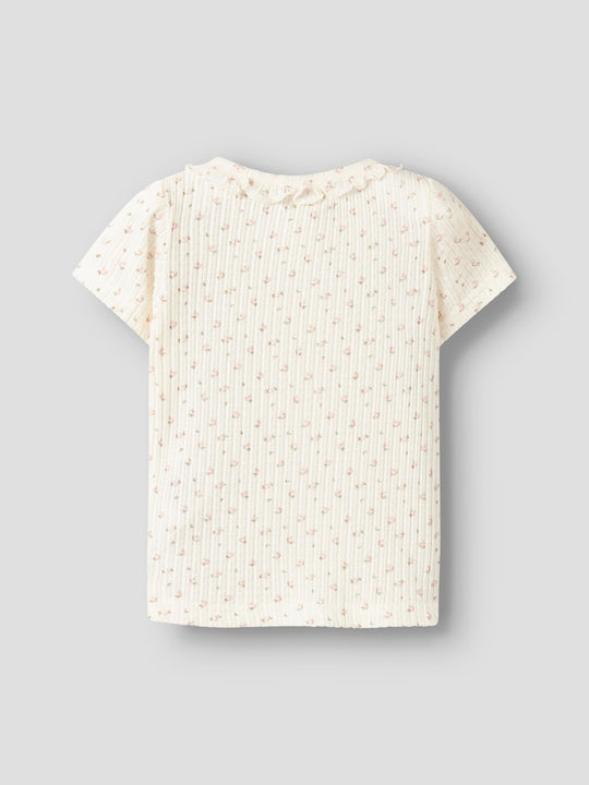Lil' Atelier Mini HULLA HUA SS SLIM TOP - Coconut Milk - Torgunns Barneklær AS