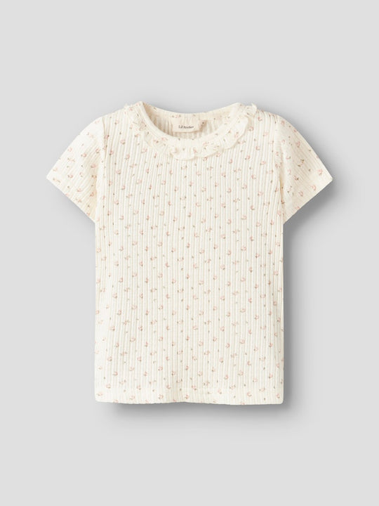 Lil' Atelier Mini HULLA HUA SS SLIM TOP - Coconut Milk - Torgunns Barneklær AS