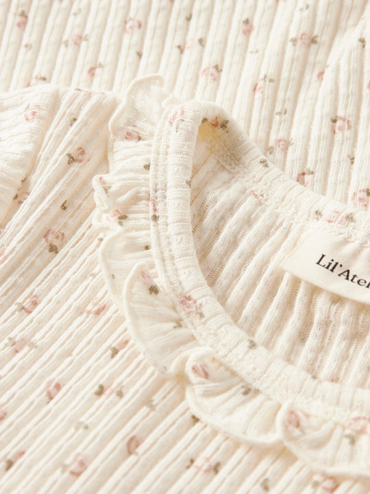 Lil' Atelier Mini HULLA HUA SS SLIM TOP - Coconut Milk - Torgunns Barneklær AS