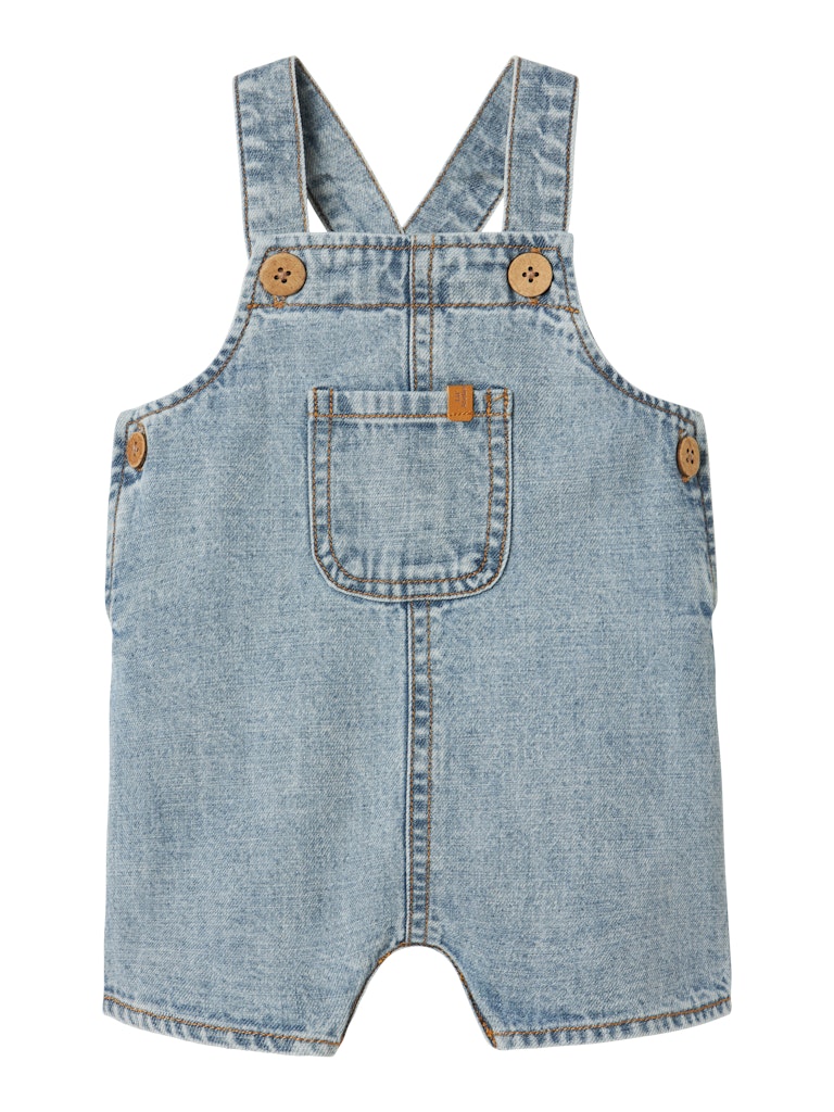 Lil' Atelier Baby HILBERT DENIM SHORT OVERALL - Light Blue Denim - Torgunns Barneklær AS