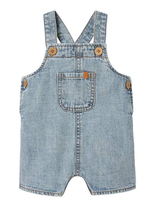 Lil' Atelier Baby HILBERT DENIM SHORT OVERALL - Light Blue Denim - Torgunns Barneklær AS
