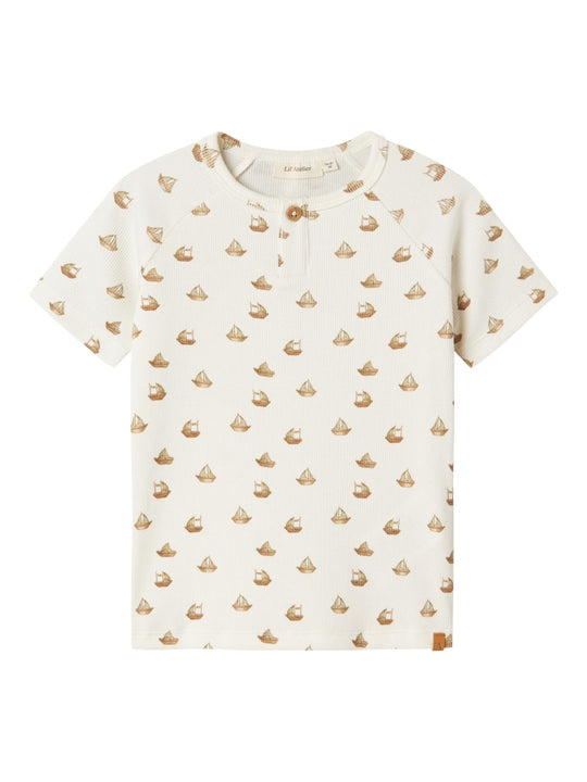 Lil' Atelier Mini LAVO ENI SS SLIM TOP - Coconut Milk | Boat - Torgunns Barneklær AS