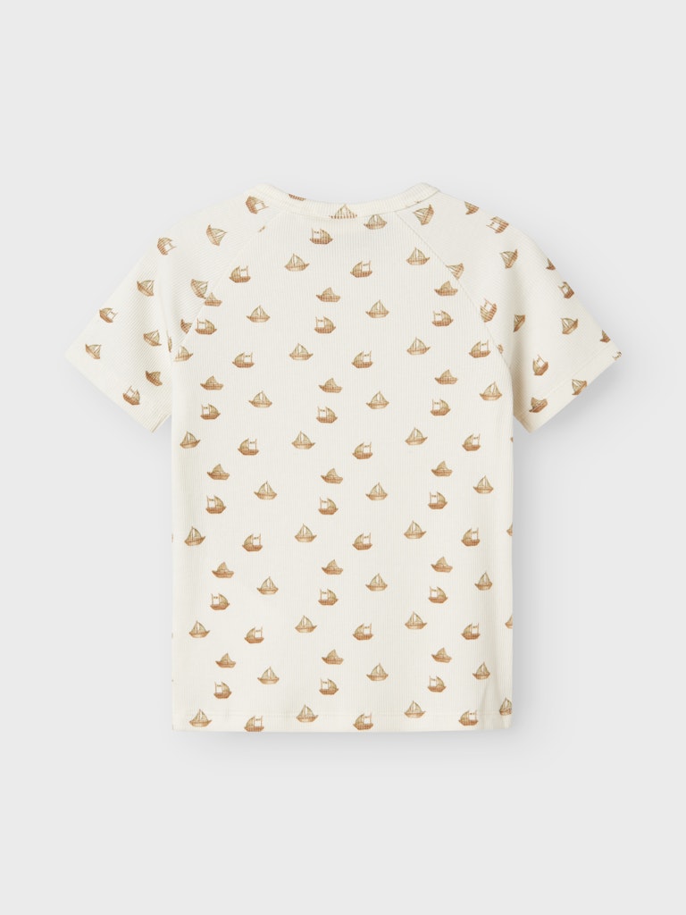 Lil' Atelier Mini LAVO ENI SS SLIM TOP - Coconut Milk | Boat - Torgunns Barneklær AS