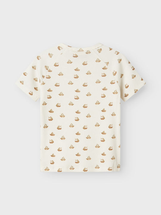 Lil' Atelier Mini LAVO ENI SS SLIM TOP - Coconut Milk | Boat - Torgunns Barneklær AS