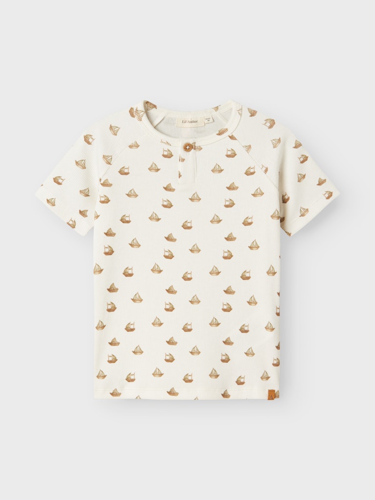 Lil' Atelier Mini LAVO ENI SS SLIM TOP - Coconut Milk | Boat - Torgunns Barneklær AS