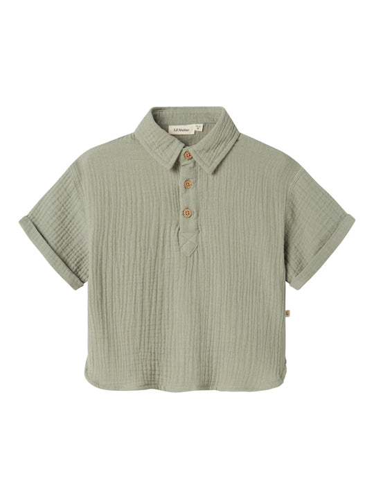 Lil' Atelier MINI JANU SS LOOSE SHIRT - Seagrass